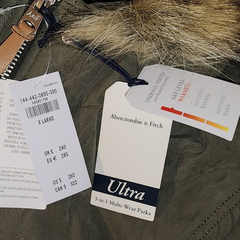 NWT Abercrombie & Fitch 3-in-1 Ultra Multi wear Parka XL